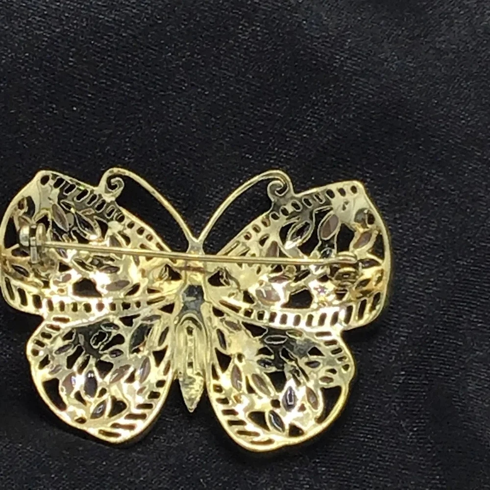 Butterfly Gold‎ Jeweled Broach